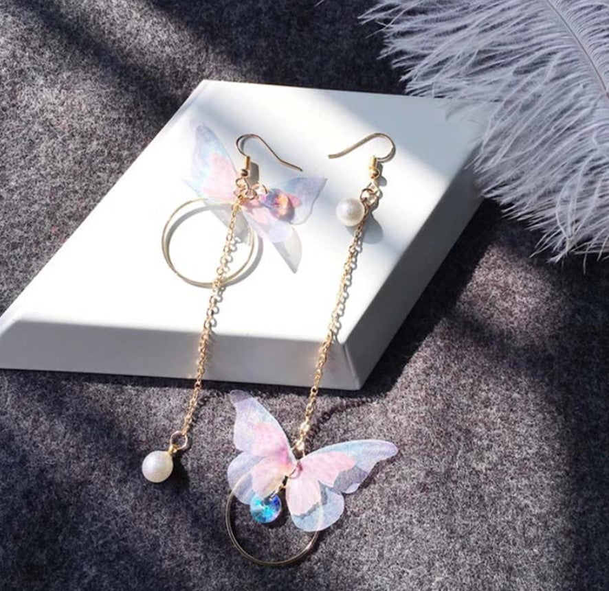 McAllistter – Pink Butterfly and Pearl Drop Earring.