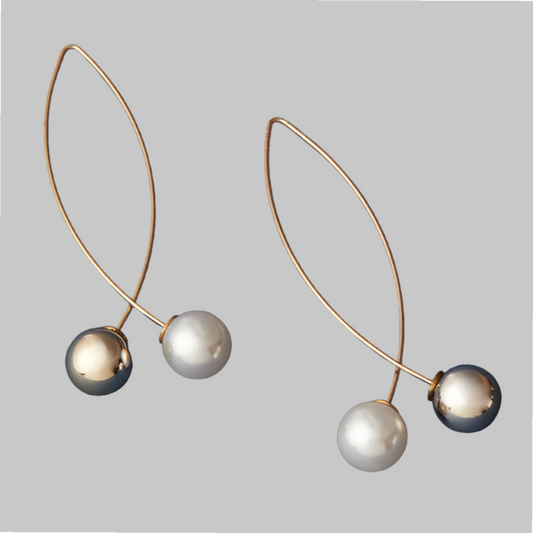 McAllistter – 18K Gold-Polished Pearl and Ball Dangle Earrings.