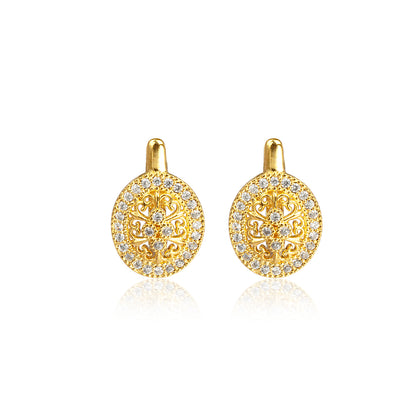 McAllistter – 18K Gold Plated Designer Oval Earrings.