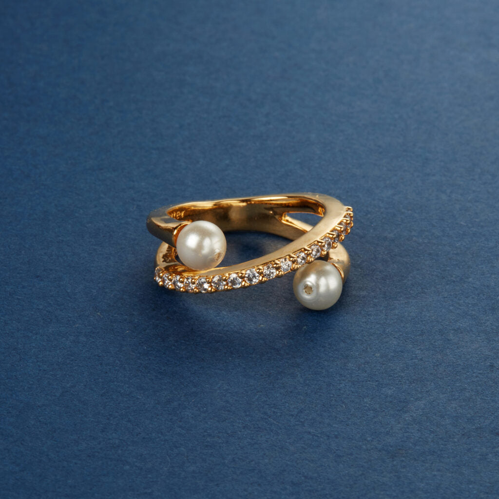 McAllistter – 18 K Gold Plated Twin Pearl Ring