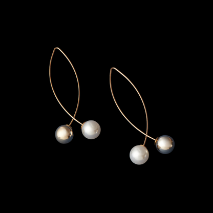 McAllistter – 18K Gold-Polished Pearl and Ball Dangle Earrings.