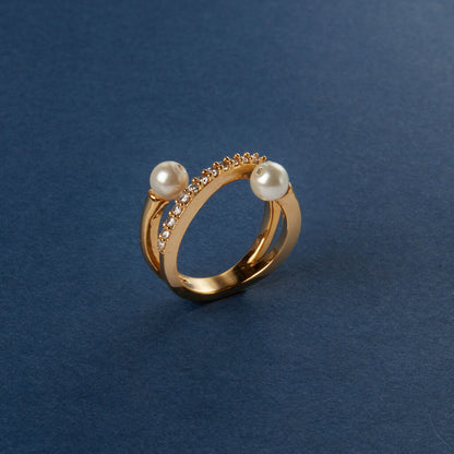 McAllistter – 18 K Gold Plated Twin Pearl Ring