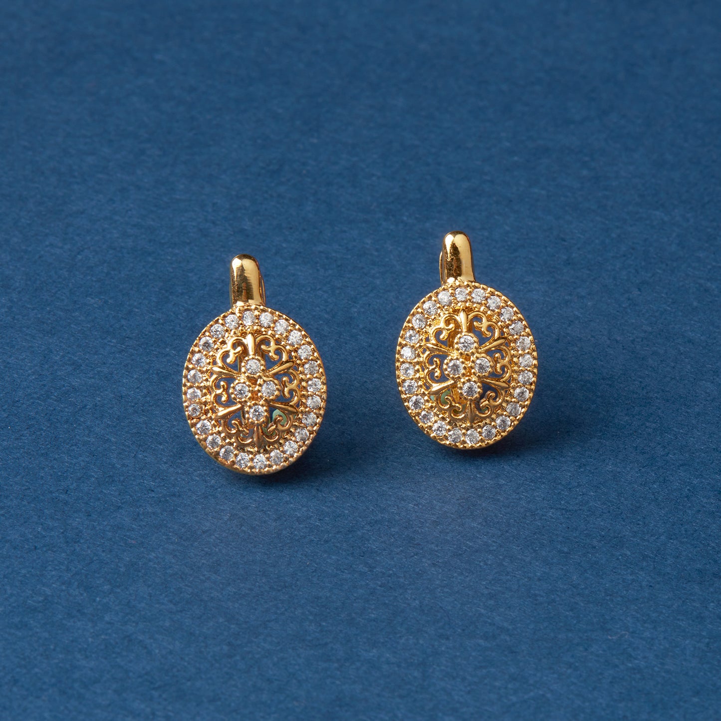 McAllistter – 18K Gold Plated Designer Oval Earrings.