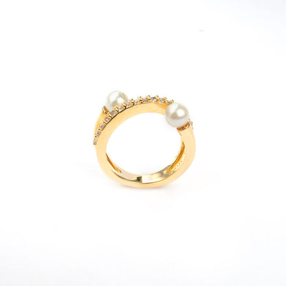 McAllistter – 18 K Gold Plated Twin Pearl Ring