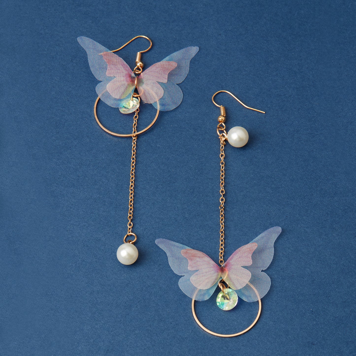 McAllistter – Pink Butterfly and Pearl Drop Earring.