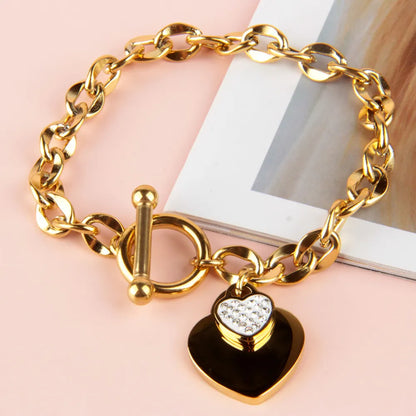 The Twin Hearts Charm Toggle Chain Bracelet