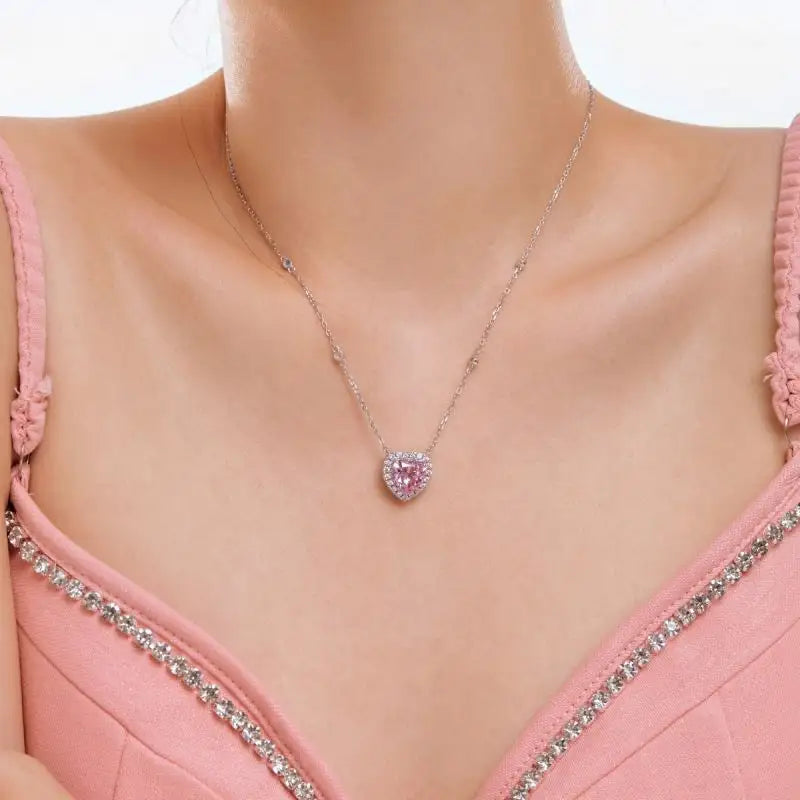 Pink Heart Pendant Necklace