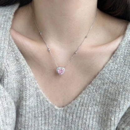 Pink Heart Pendant Necklace