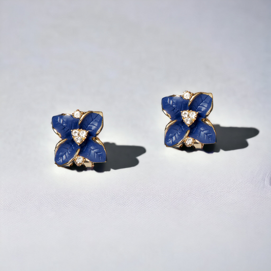 McAllistter – Blue Flower American Diamond Earrings.